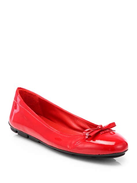 prada patent leather pumps red|prada ballet flats.